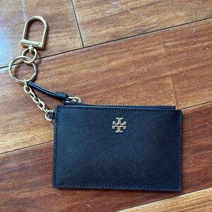 Tory Burch Black Card Holder with key chain